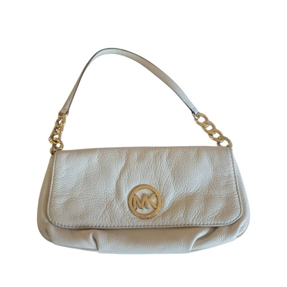 Michael Kors ivory soft leather gold hardware shoulder purse